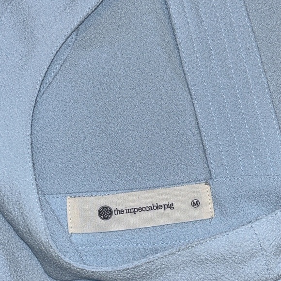 Impeccable pig size M, light blue shirt. Classy. Deep v back. EUC - Picture 2 of 4